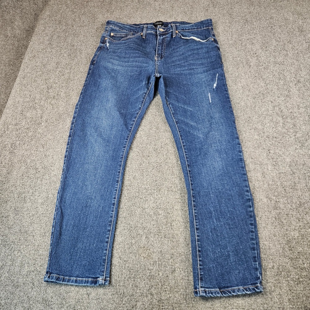 Request Premium Mens Jeans 36 Blue Distressed Straight Leg Stretch Denim